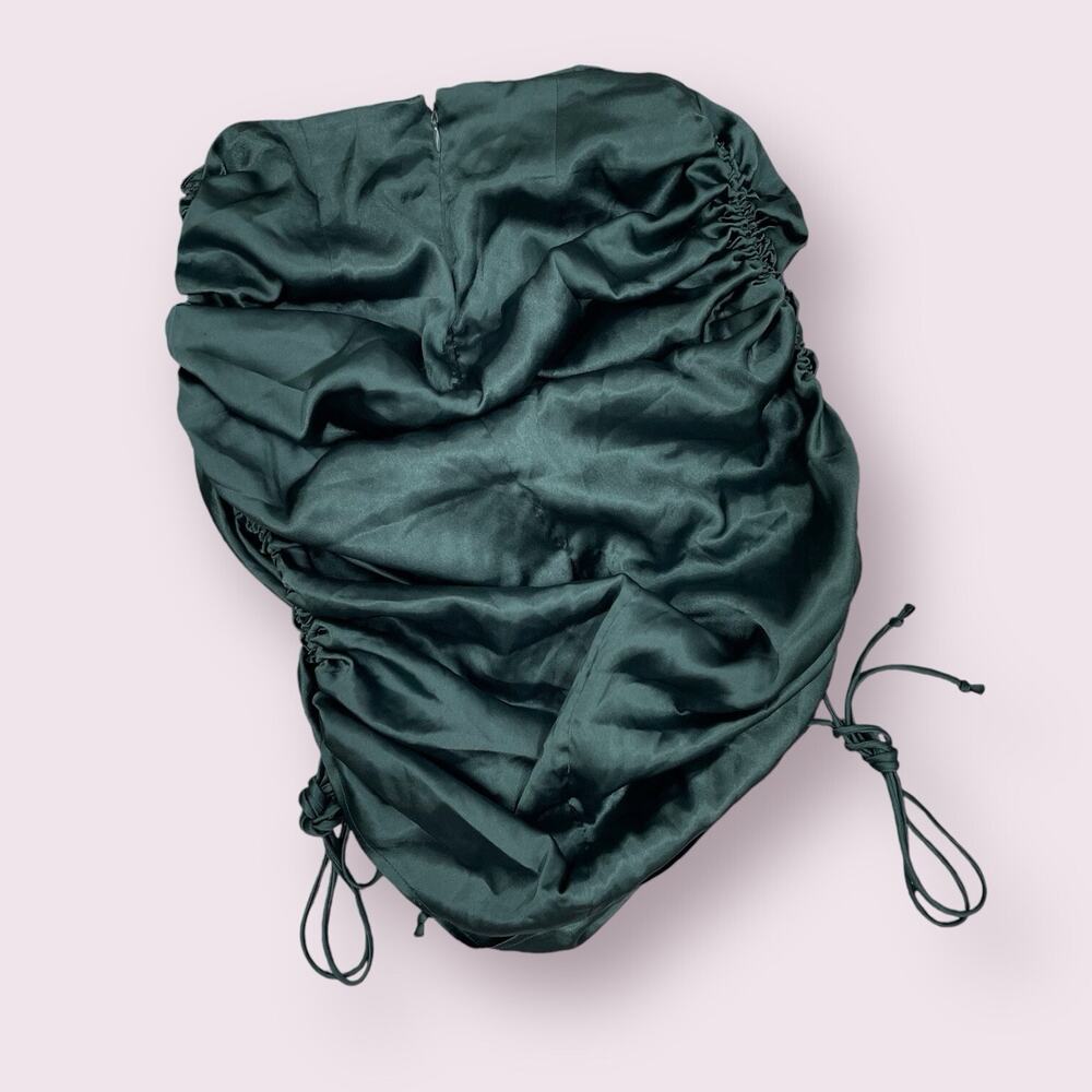 Urban Outfitters Top Green Silky Ruched Sides Strapless Tube Top Small
